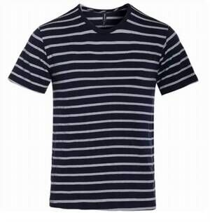 NEW HAWKS BAY men's classic stripe tee in navy/ grey